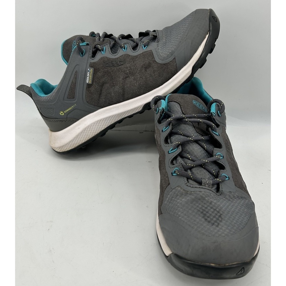Keen Explore WP Waterproof Hiking Shoes Grey‎ With Turquoise Womens Size 9